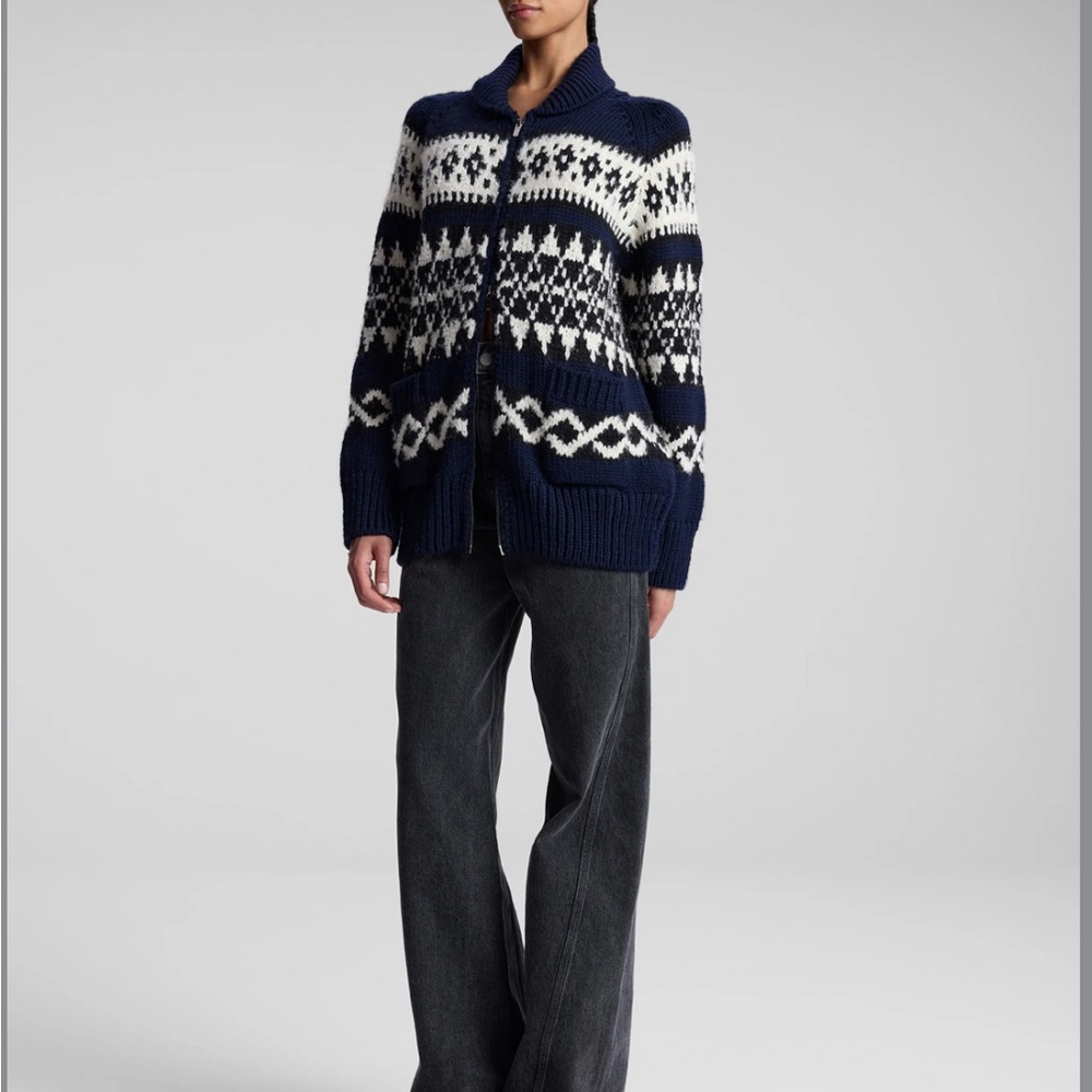 A.L.C. Navy and Cream fair isle Cardigan